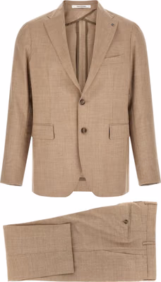 Beige Virgin Wool Two-Piece Suit
