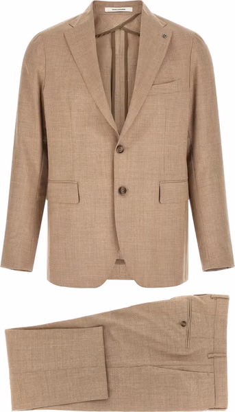 Beige Virgin Wool Two-Piece Suit