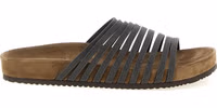 Black Lamb Leather Slides 1