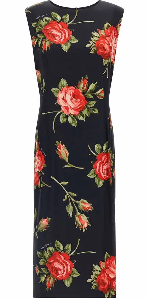 Black Viscose Midi Dress