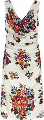 White Viscose Midi Dress