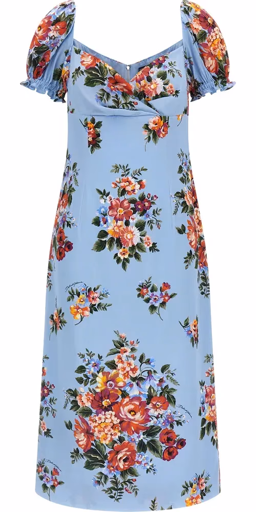 Blue Silk Midi Dress