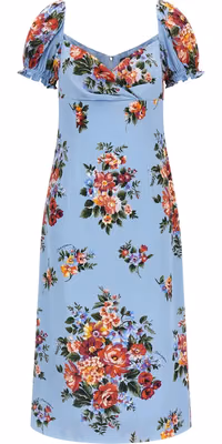 Blue Silk Midi Dress
