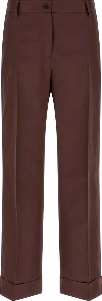 Brown Viscose Casual Pants