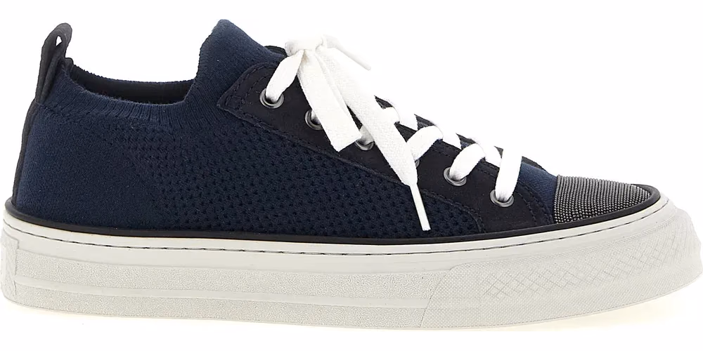 Blue Cotton Low Top Sneakers