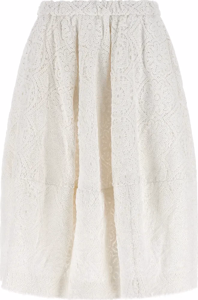 White Cotton Midi Skirt