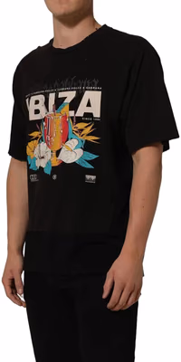 Black Tropical "IBIZA" Men Crew Neck T-shirt