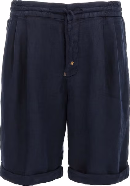 Blue Linen Bermuda Shorts