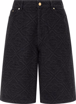 Black Cotton Bermuda Shorts