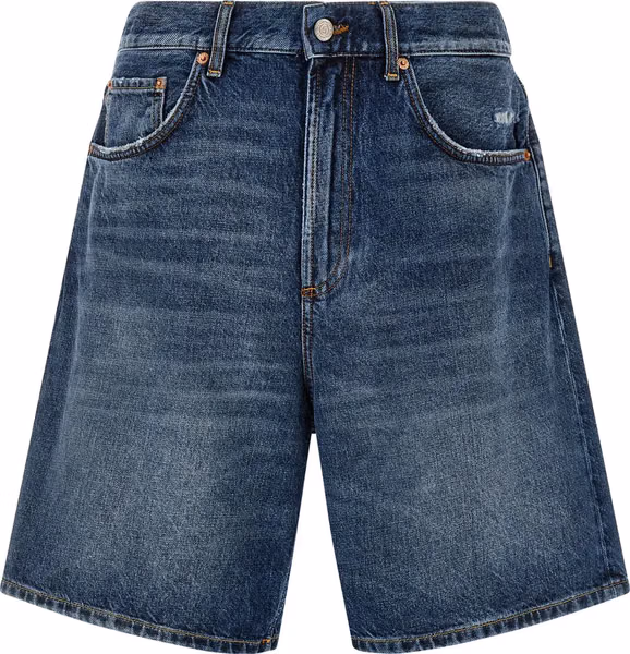 Blue Cotton Bermuda Shorts