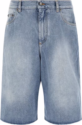 Blue Cotton Bermuda Shorts