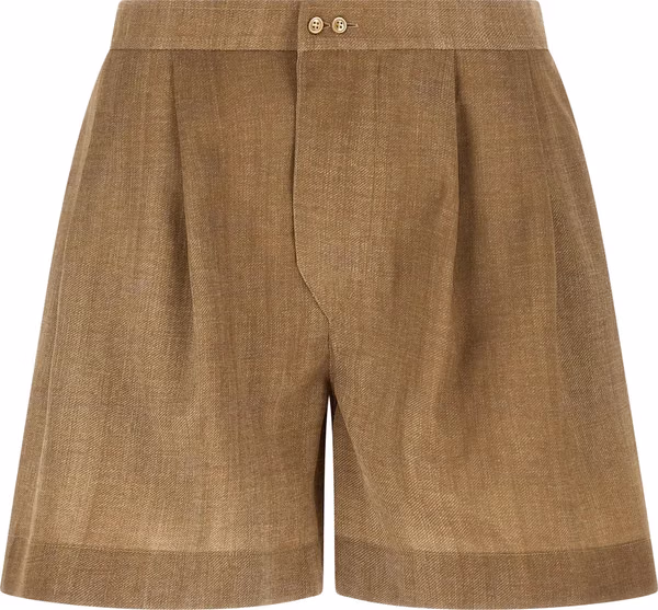 Beige Polyester Bermuda Shorts