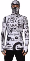 White Jersey Graffiti Print Balaclava Hood Sweater 2