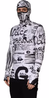 White Jersey Graffiti Print Balaclava Hood Sweater 3