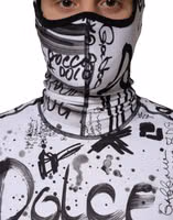 White Jersey Graffiti Print Balaclava Hood Sweater 5