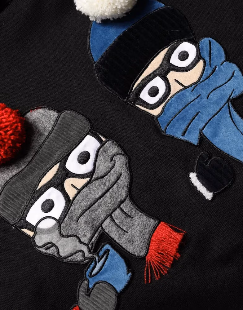 #dgfamily Black Cotton Hooded Men Sweatshirt Sweater