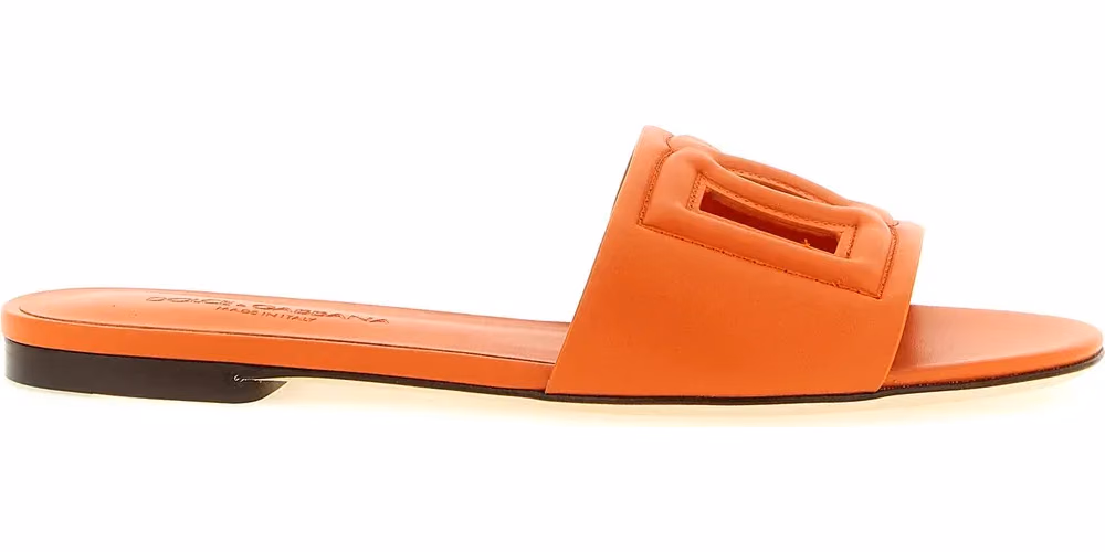 Orange Calfskin Slides