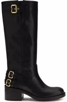 Black Calf Leather Bos Taurus Flat Boots 1