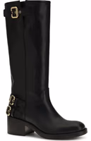 Black Calf Leather Bos Taurus Flat Boots 2