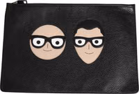 Black #DGFamily Embellished Leather Clutch Borse Bag 2