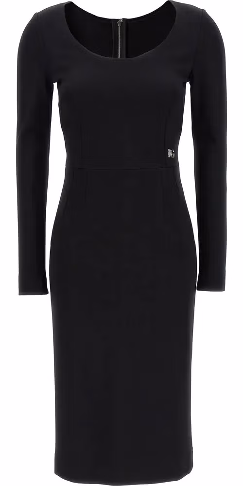 Black Viscose Midi Dress