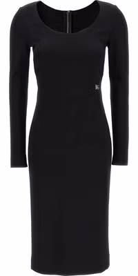 Black Viscose Midi Dress