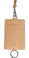 Beige Leather Logo Embossed Lanyard Card Holder Wallet 2