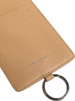 Beige Leather Logo Embossed Lanyard Card Holder Wallet 3