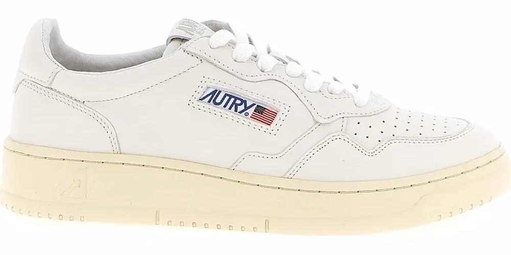 White Goatskin Low Top Sneakers