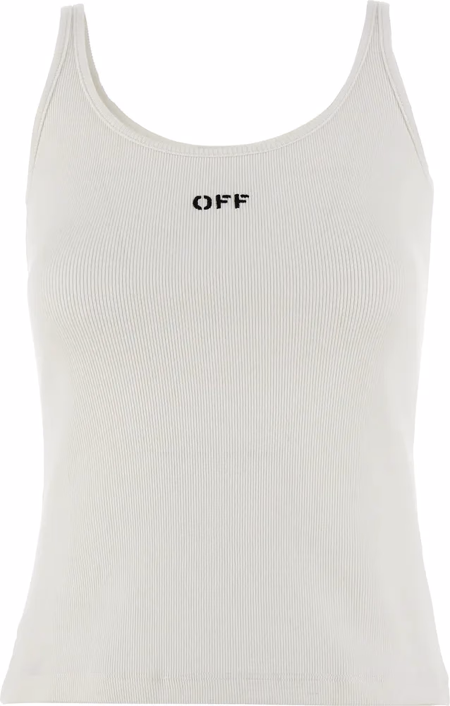 White Cotton Sleeveles T-Shirt