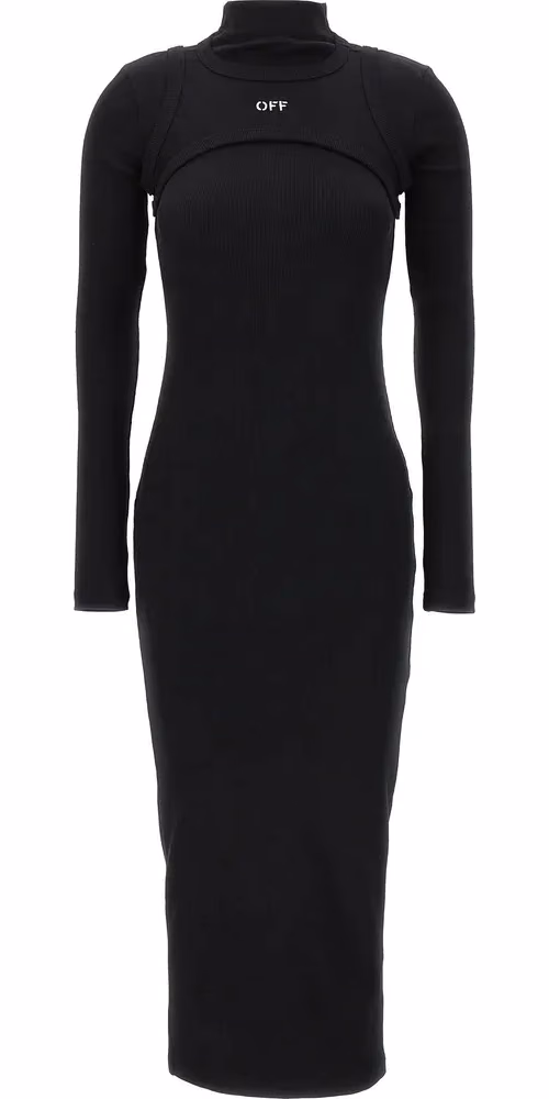 Black Cotton Midi Dress