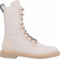 Beige Cotton Lace-Up Boots 1