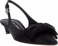 Black Viscose Mid Heel Pumps 2