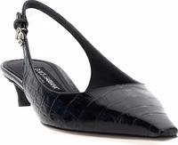 Black Calfskin Mid Heel Pumps 2