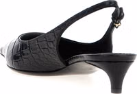 Black Calfskin Mid Heel Pumps 3