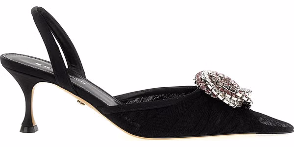 Black Polyamide Mid Heel Pumps