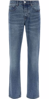 Blue Cotton Straight-Leg Jeans