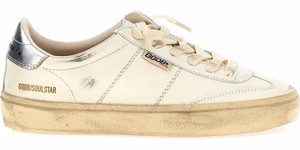 Silver Lamb Leather Low Top Sneakers