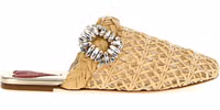 Beige Raffia Mules 1