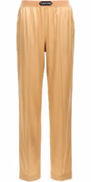 Beige Silk Casual Pants 1