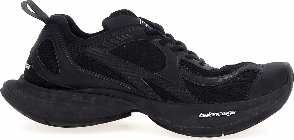 Black Polyester Athletic Sneakers