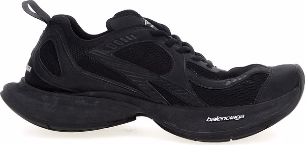 Black Polyester Athletic Sneakers