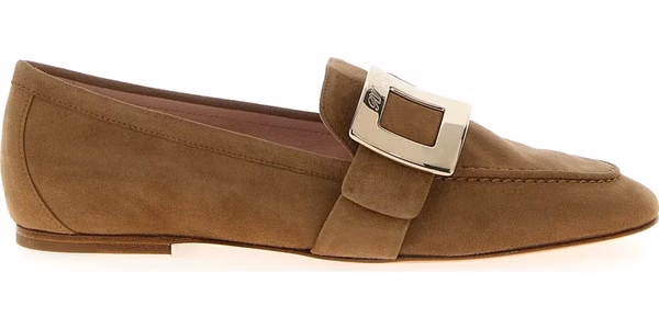 Beige Goatskin Slip-On Loafers