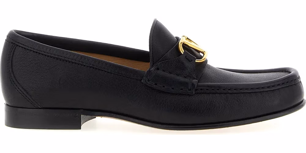 Black Buffalo Leather Slip-On Loafers