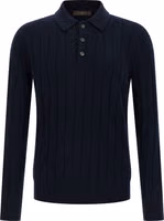 Blue Virgin Wool Polo Shirt 1