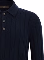 Blue Virgin Wool Polo Shirt 3