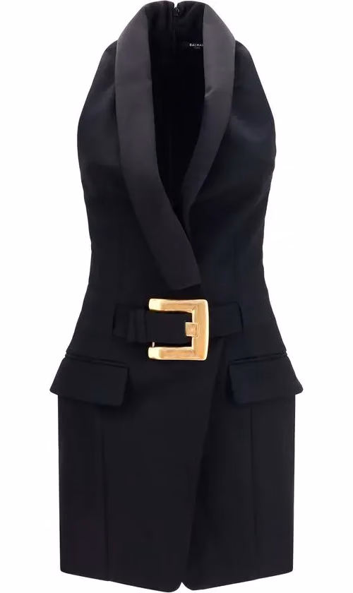 Black Wool Oves Aries Casual Dress