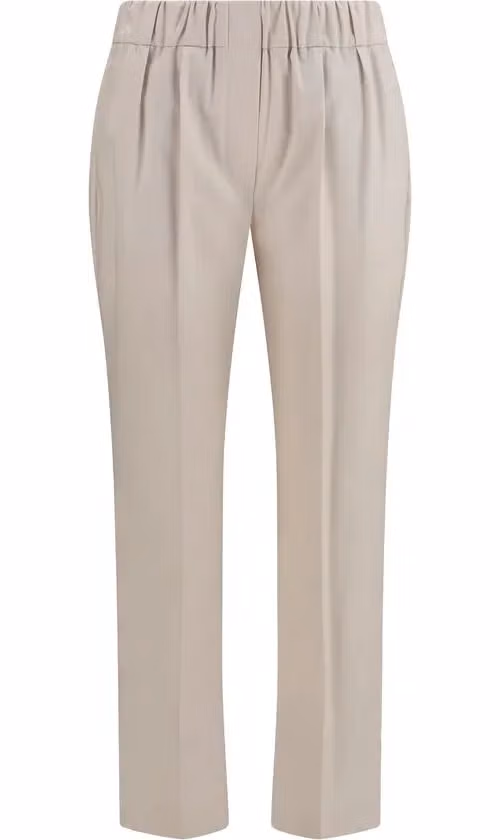 Beige Cotton Casual Pants