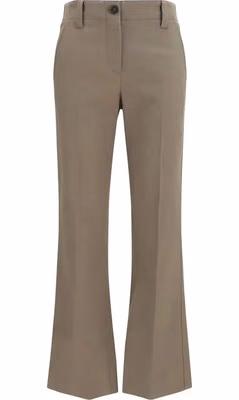 Brown Cotton Flared Pants