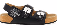 Black Calfskin Flat Sandals 1